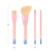 Hot Selling  High Quality 4Pcs  Pink Gradient Blue Handle Travel Makeup Brushes Flat Loose Powder Blush Makeup Brush Set